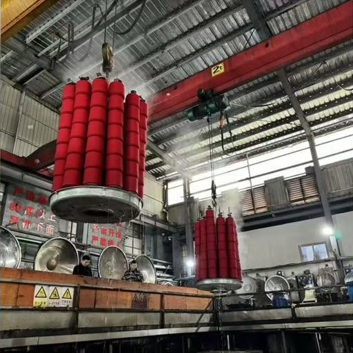 Thread packages and dyeing equipment in a supplied factory photograph.